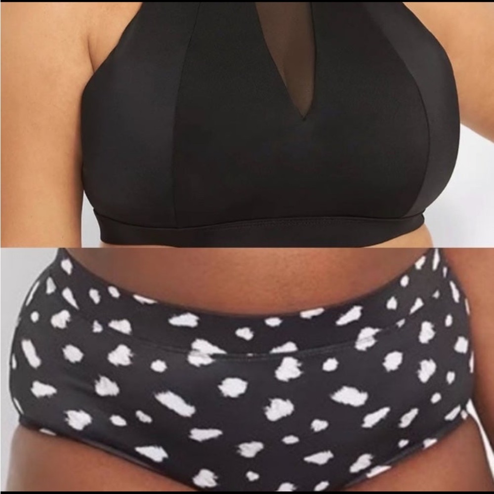 New Plus Bikini Set Black High Neck No Wire Full Coverage 26